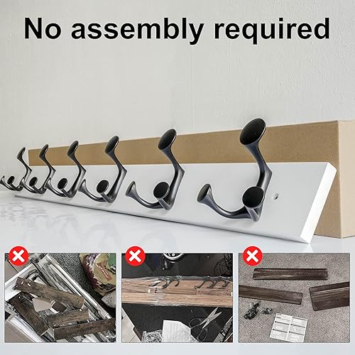 Miniatura 246 de SKOLOO Perchero de madera blanca de 17 pulgadas con 3 ganchos triples, ideal para entradas familiares, aulas y almacenamiento de suministros para