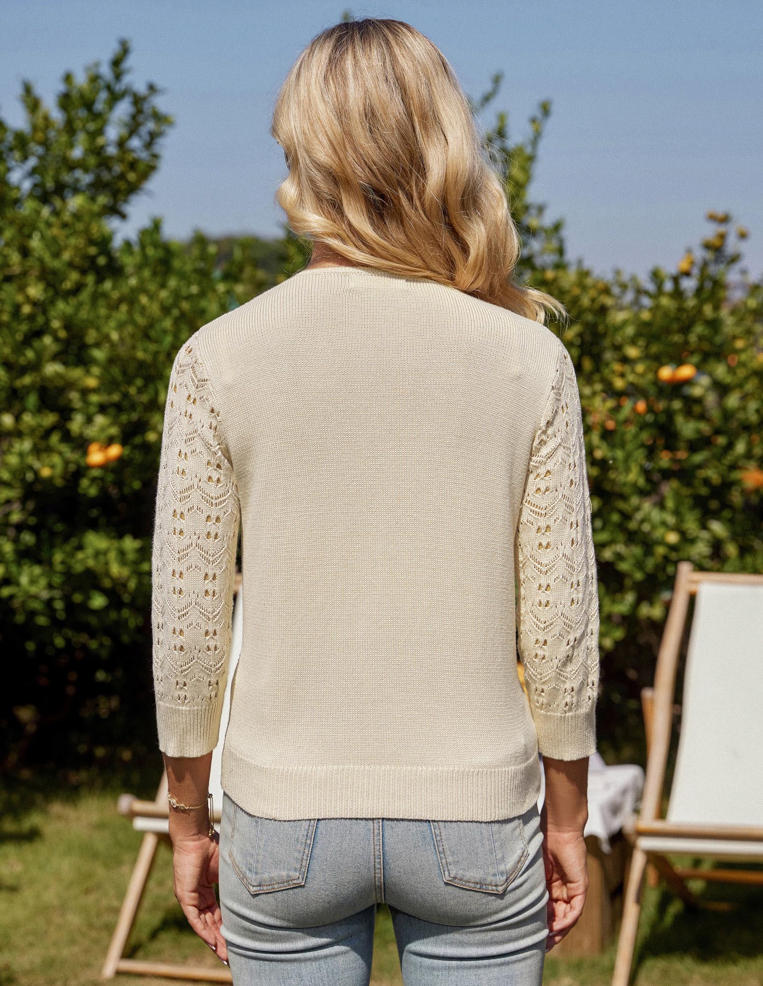 GRACE KARIN Cardigan Corto da Donna con Scollo a Vin Pizzo Patchwork Maniche a 3/4
