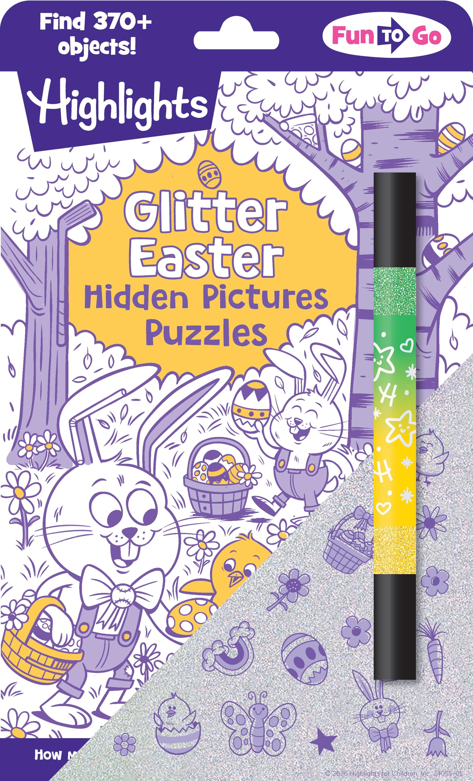 Glitter Easter Hidden Pictures Puzzles: Over 370 Hidden Objects in Festive Easter Puzzle Book Featuring Bunnies, Eggs and Flowers, Easter Gift for Kids 6-9 (Highlights Fun to Go)