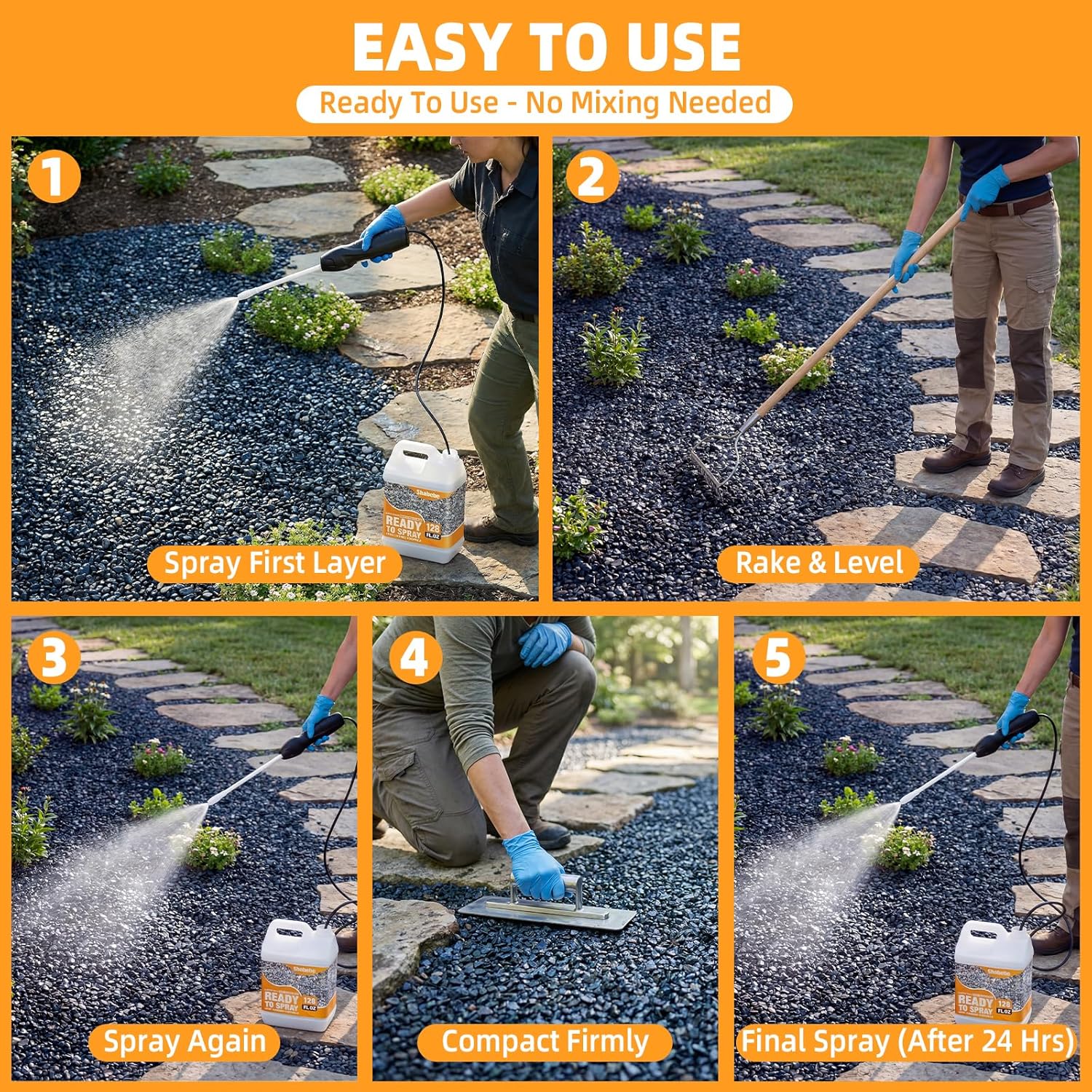 Rock Glue for Landscaping with Electric Sprayer, 1 Gallon Ready-to-Spray Mulch & Gravel Binder, Non-Toxic & Pet-Safe Mulch Glue for Landscaping, Clear-Drying Permeable for Pea Gravel, Pebble