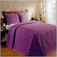 Vista 12 de Better Trends - Cubrecama de chenilla de 1 pieza, tamaño King, 100% algodón, ligera, con patrón de medallón, decoración para dormitorio, colección