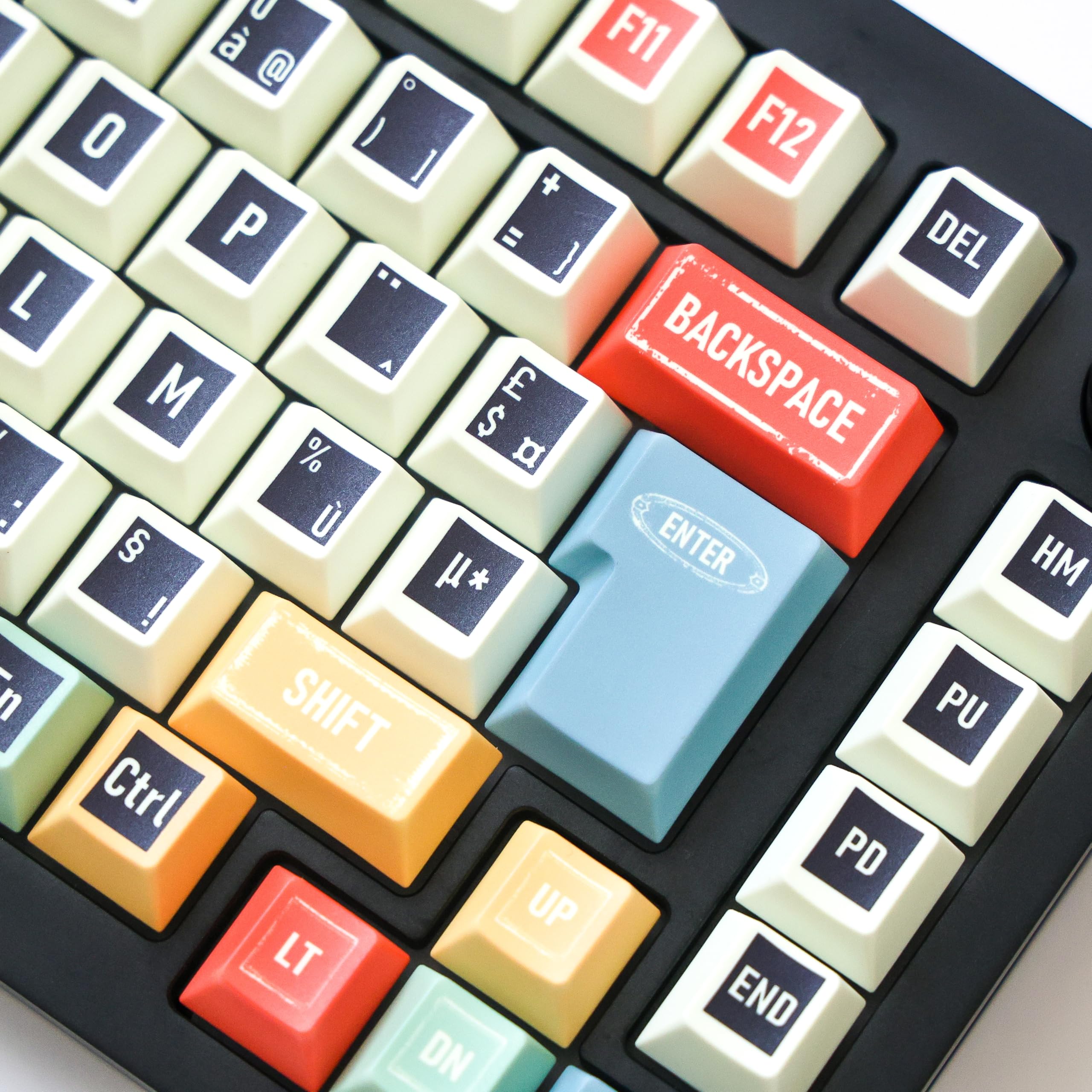 Keycaps Rétro PBT 143 Touches, Compatible AZERTY/QWERTZ, Profil Cherry, Layout ISO et ANSI, pour Clavier Mécanique/Magnétique 60%, 65%, 75%, 100%, FR/DE/en/ES (FR)