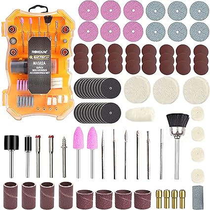 Homdum 82 Pc Rotary Tool Accessories Set Electric Mini Drill Attachment Kit For Drilling Engraving Cutting Grinding Sanding Polishing Buffing pack of 82 pieces