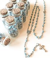 Vista 2 de YRP 12 X Nuevo Rosario Primera Comunión Bautismo Comunión RECUERDOS DE BAUTIZO Azul/Plata