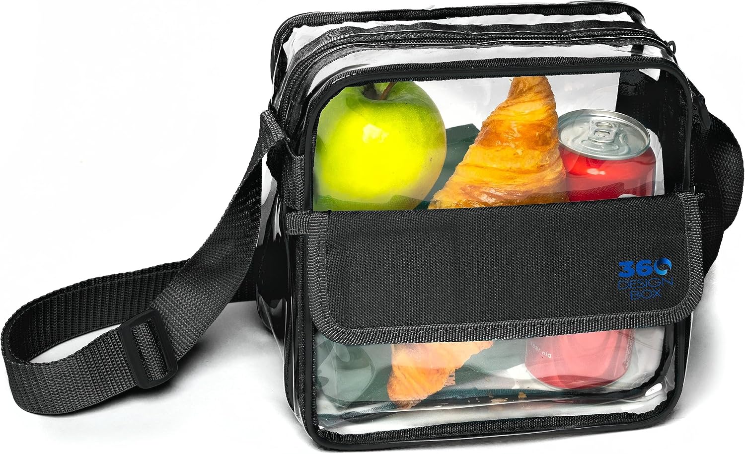 360 DESIGN BOX Clear Bag Stadium Approved, Crossbody Bag for Women & Men under 12x6x12, Great for Concerts, Festival, Events