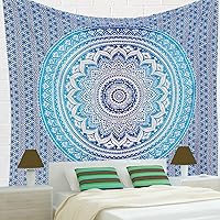 Vista 10 de Bless International Tapiz de algodón tradicional indio hippie con mandala para colgar en la pared, colcha bohemia (individual (54 x 72 pulgadas)
