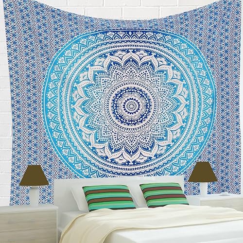 Miniatura 10 de Bless International Tapiz de algodón tradicional indio hippie con mandala para colgar en la pared, colcha bohemia (individual (54 x 72 pulgadas)
