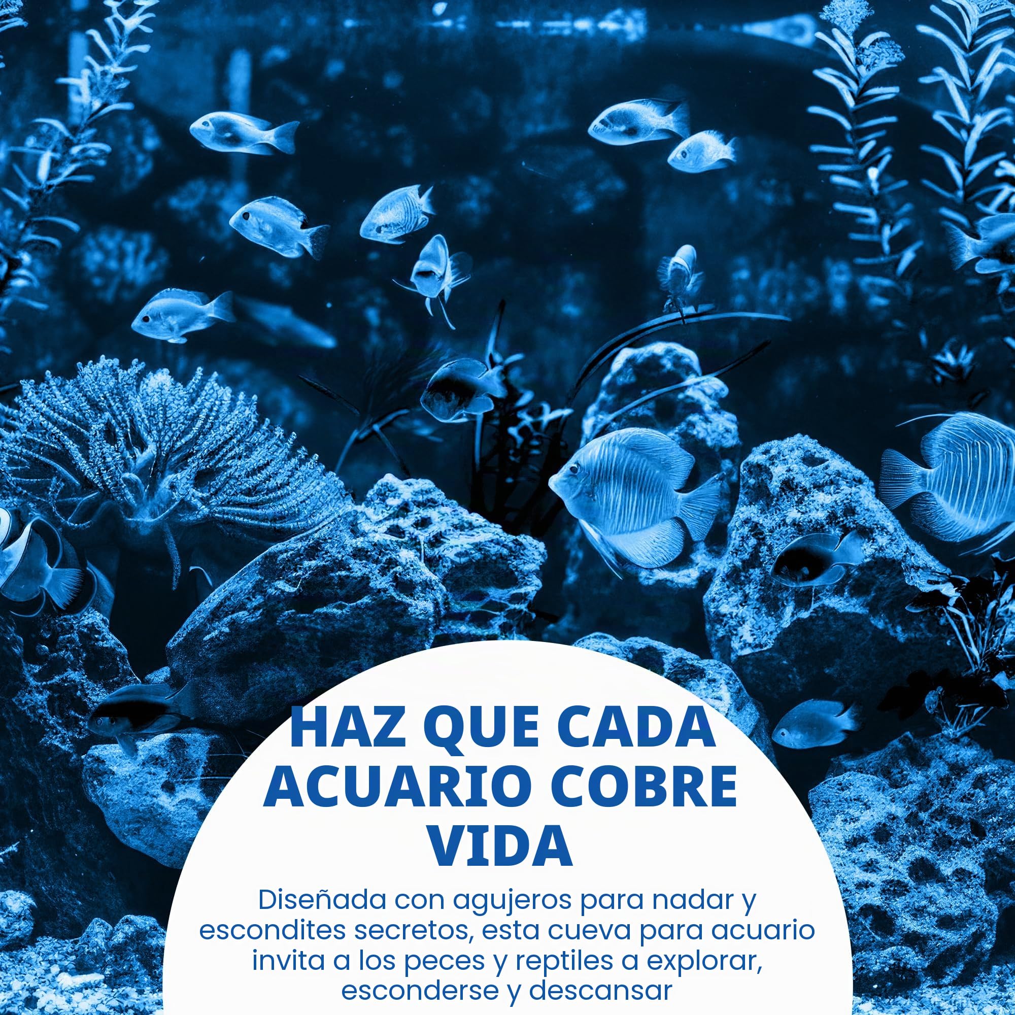 Vitakraft Penn-Plax Castillo Decorativo para Acuario, Parte B, marrón Oscuro, Crema, Azul