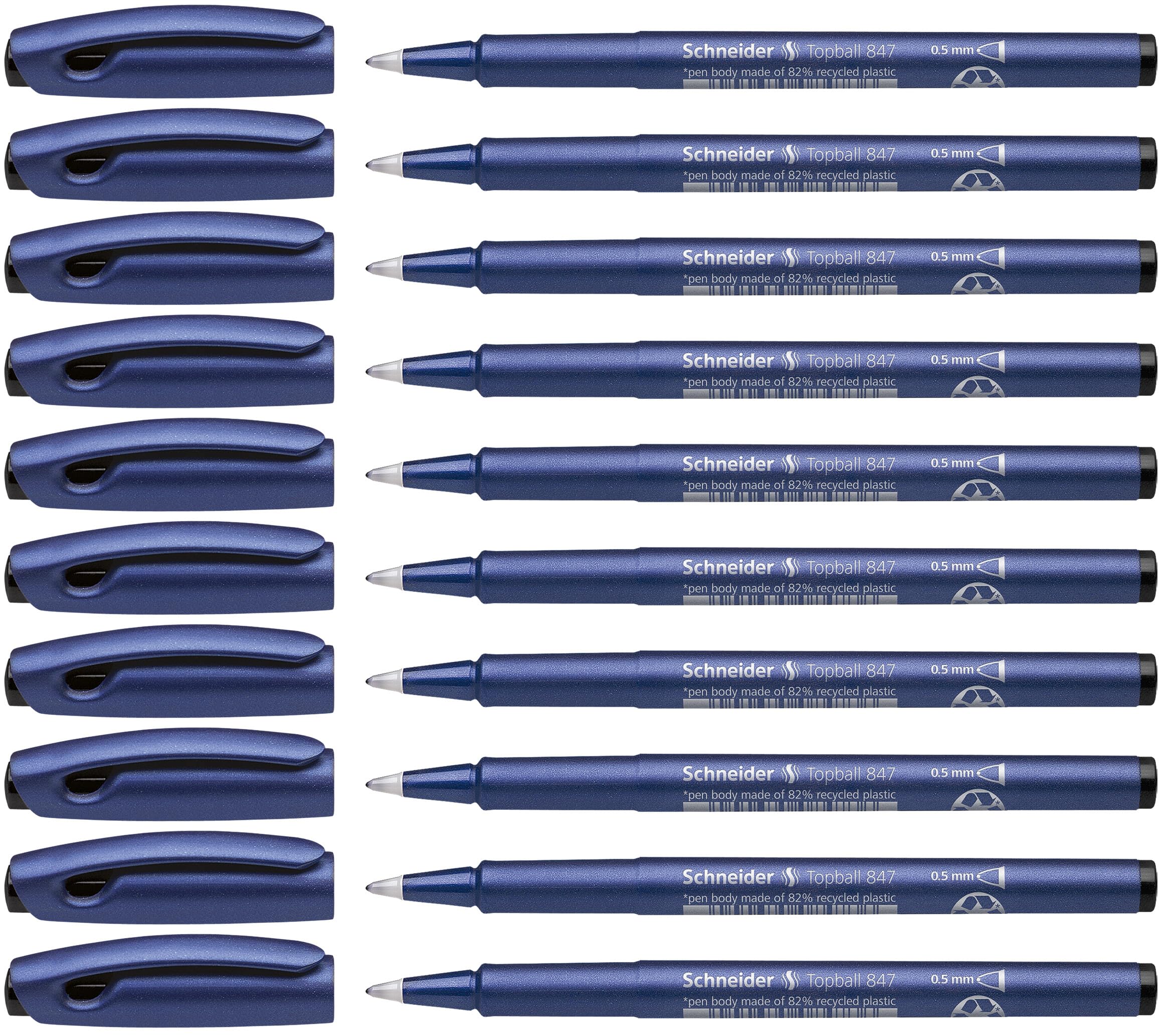 Penna Roller Schneider One Business - Set 4 Pezzi (3 Blu, 1 Nero), Tratto 0.6mm, Resistente Ai Documenti - Foto 9