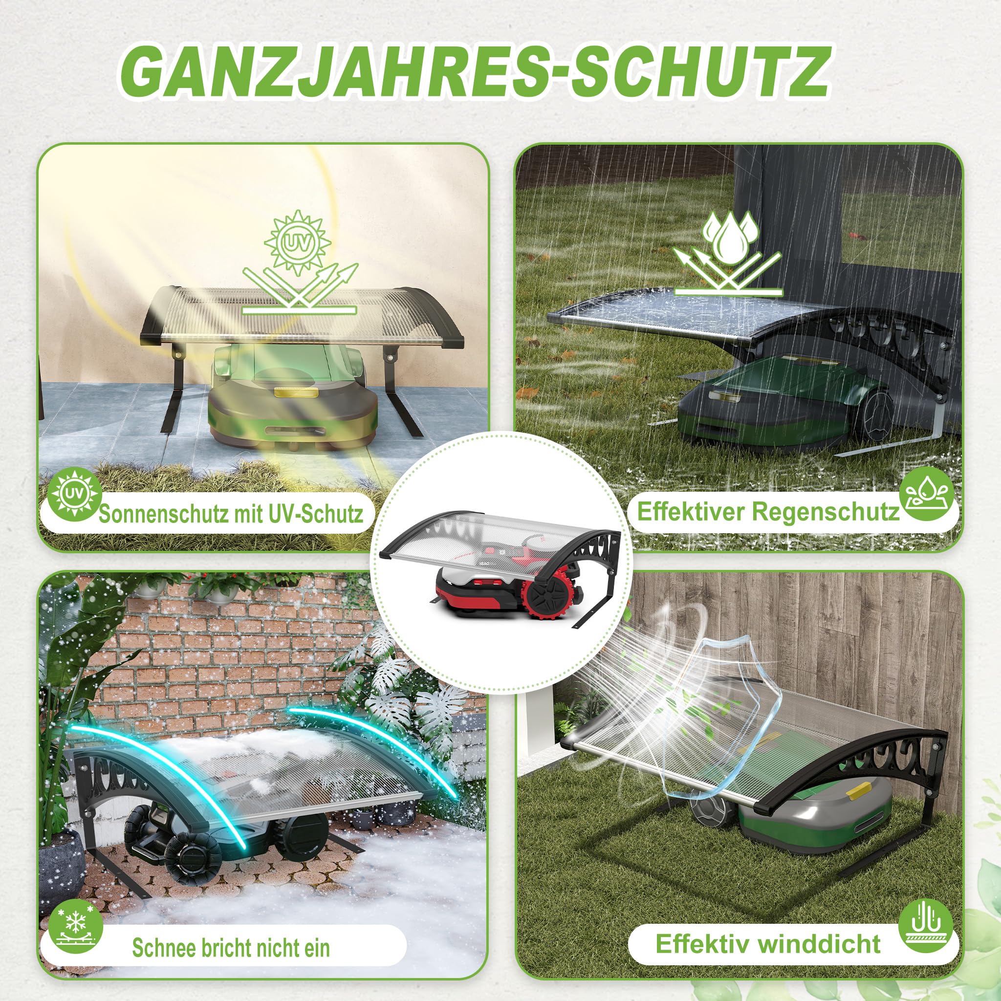 YRHome Garaż dla robota koszącego, 81 x 103 x 33 cm, pokrowiec ochronny Caport, ochrona przed słońcem i deszczem