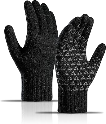 1-2 Pairs Winter Gloves for Men Cold Weather, Thermal Warm Knit Anti-Slip Touch Screen Gloves