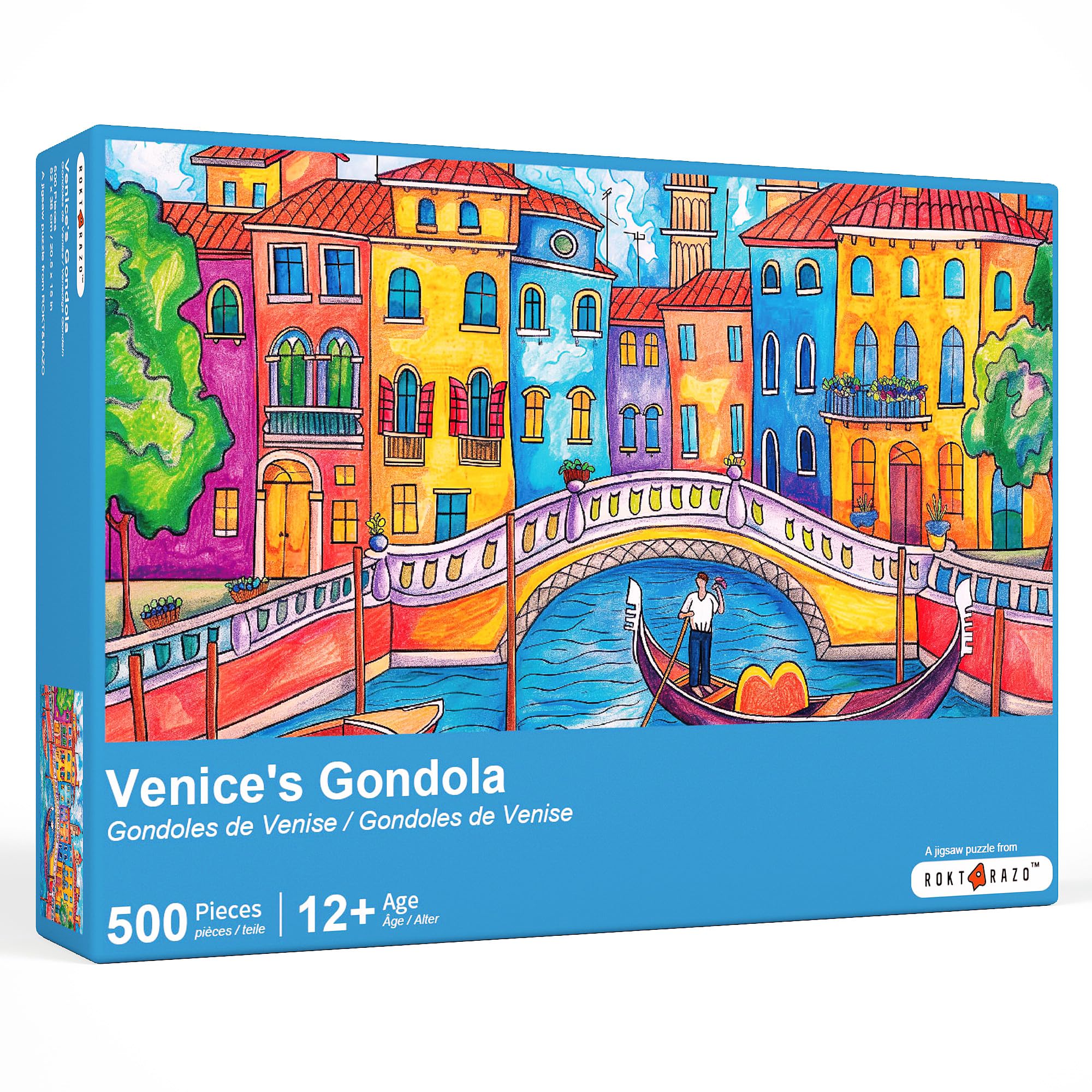 rokt&razo Venice's Gondoli, 500 Pieces Jigsaw Puzzles, Kids & Adults, Europe Puzzles, Family Game Nights, Finish Size 20.5 * 15.0in