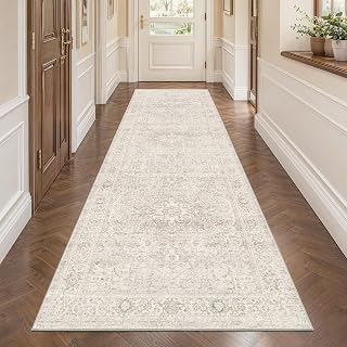 FMFUNCTEX 3x12 Hallway Runner Rug Washable Beige Neutral Oriental Vintage