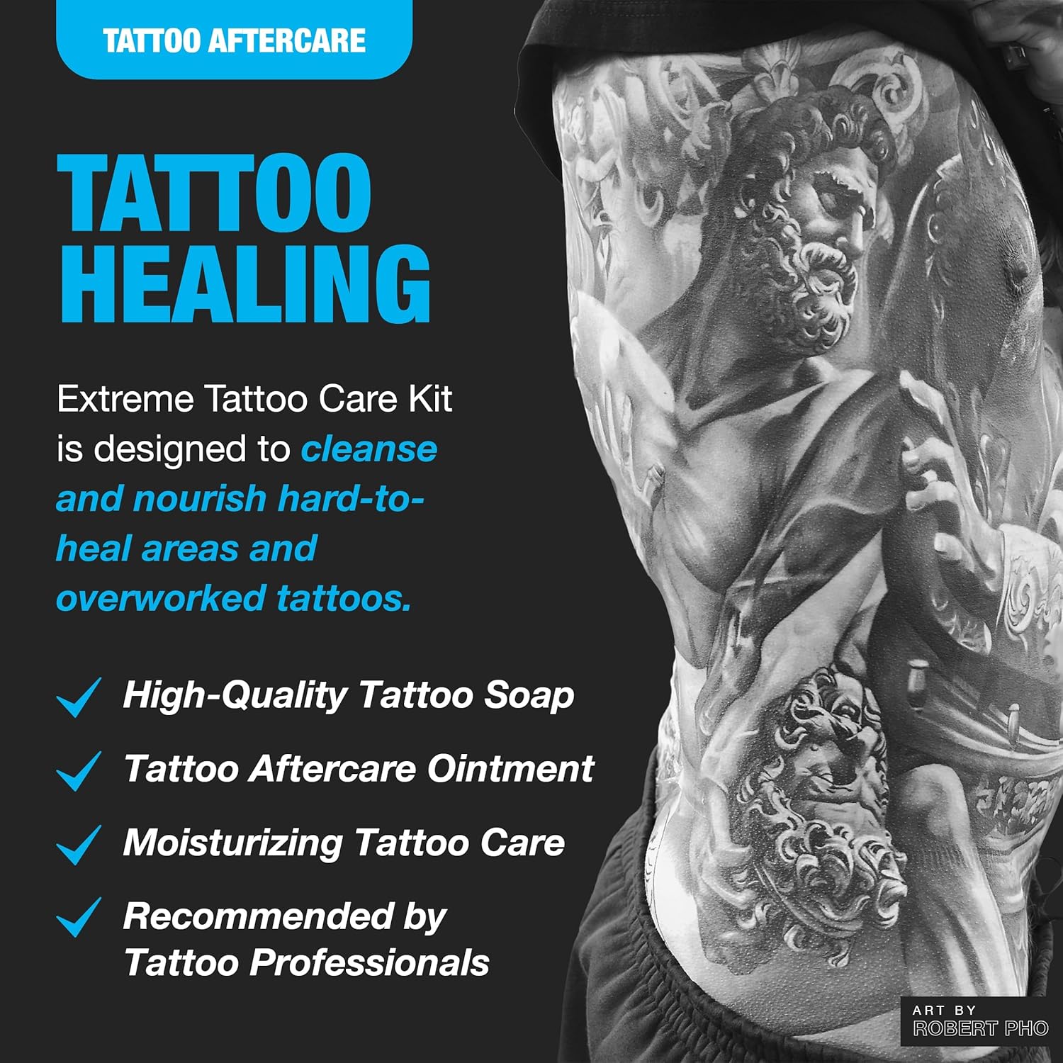 H2Ocean Extreme Tattoo Aftercare Kit – Complete 3-Step Tattoo Care & Healing Set with Antibacterial Foam Soap, Moisturizing Cream & Ointment – Sea Mineral Enriched Formula for Healthy, Vibrant Tattoos