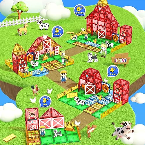 Miniatura 3 de Juego de azulejos magnéticos de 118 piezas, bloques de construcción educativos STEM Montessori sensoriales para niños de 4 a 8 años, imanes para