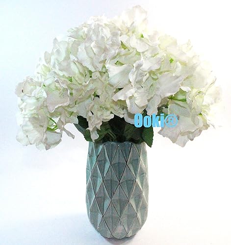 Miniatura 21 de Ooki Ramo de flores artificiales de hortensias de 7 ramas, tallo de arbusto, exhibición floral de jardín, festones decorativos (violeta)