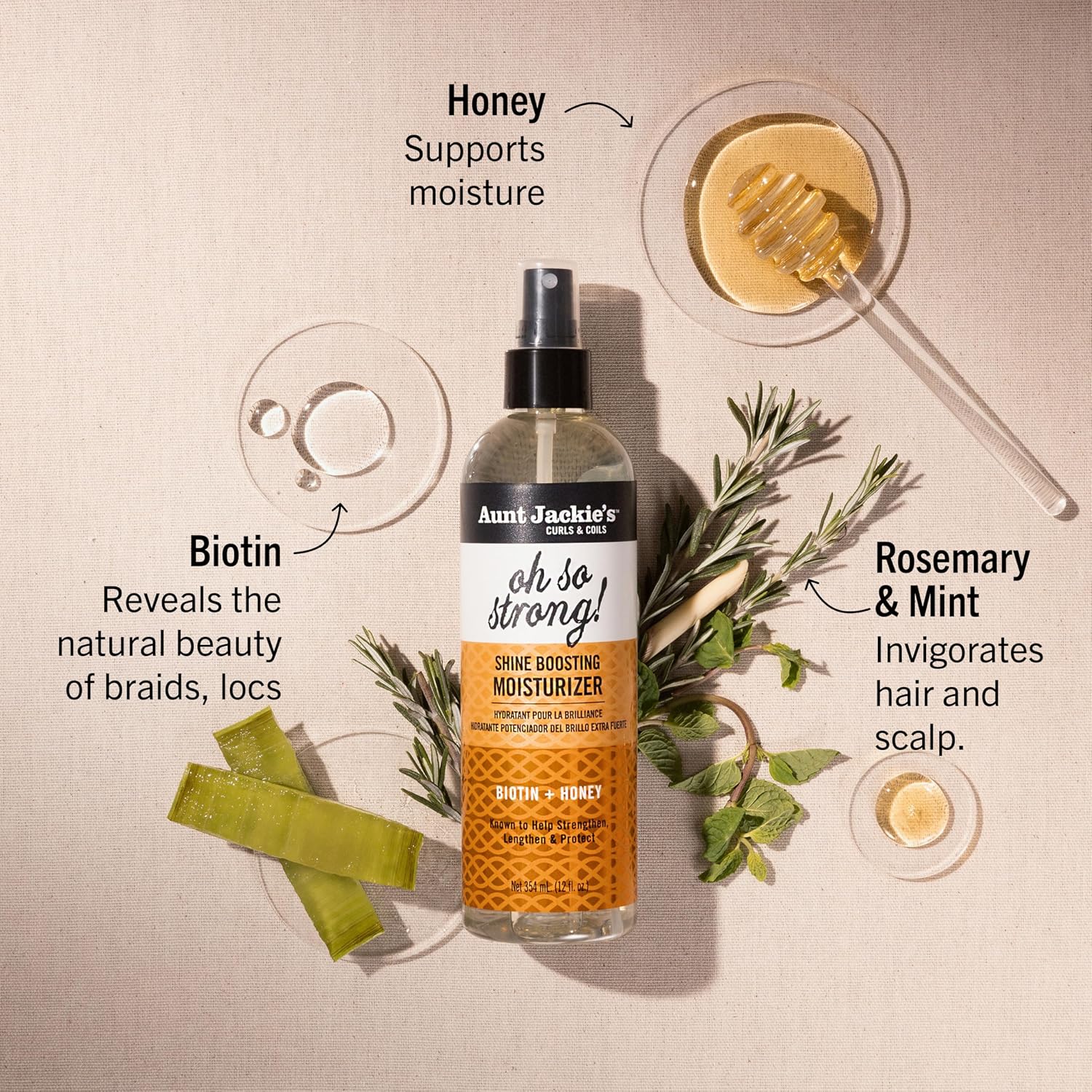Aunt Jackie's Award-Winning Braid + Twist Collection Oh So Strong Shine Boosting Moisturizer, 12 fl oz