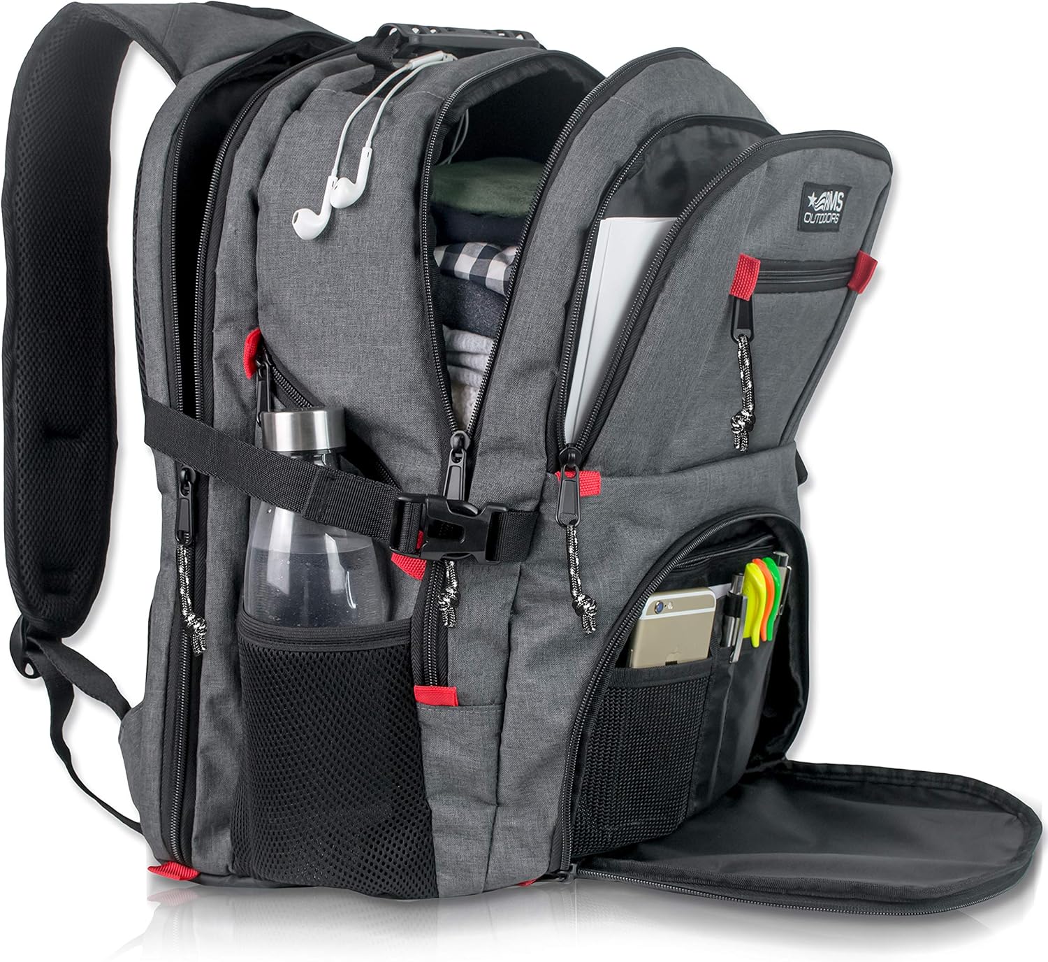 Product Deal RMS Travel Laptop Business Backpack - Large Capacity and Anti Theft Backpacks for Men, Women or Students - Fits up to 17 inch notebook (Gray with Red Accents) Weekly Top Sale RMS Travel Laptop Business Backpack - Large Capacity and Anti Theft Backpacks for Men, Women or Students - Fits up to 17 inch notebook (Gray with Red Accents)