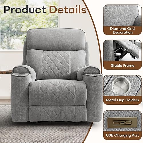 Miniatura 4 de Juego de sofá reclinable eléctrico de 2 piezas con puerto de carga, incluye silla reclinable eléctrica individual y sofá reclinable de 3 plazas para