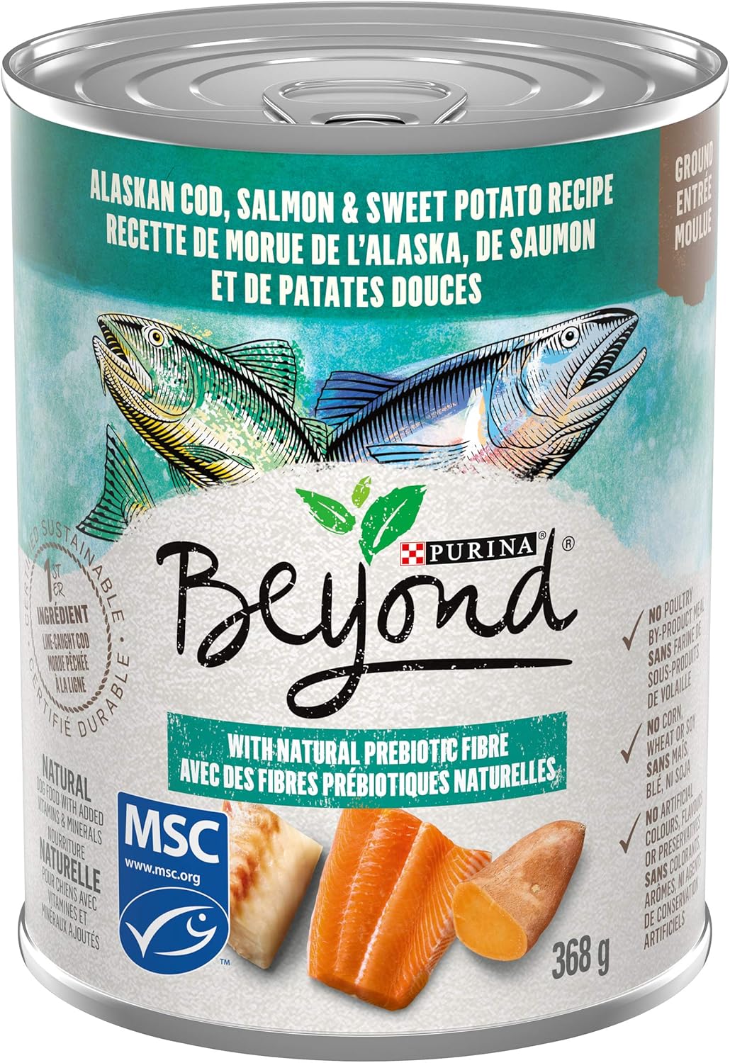 Beyond Natural Dog Food, Alaskan COD, Salmon & Sweet Potato Recipe, 368