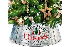 Farmhouse Metal Tree Collar: 29" Base for Artificial Trees by Christmas Tree Collars (Silver)