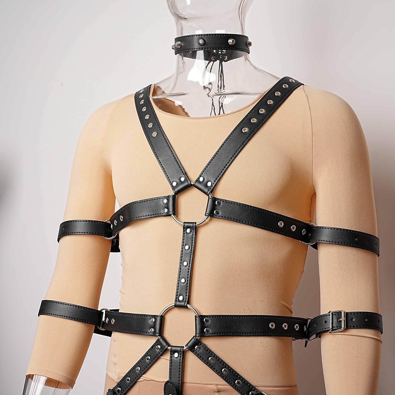 PU Leather Harness For Men Adjustable Buckle Body Chest Belt Cosplay Nightclub Sexy Punk Chest Belt Clubwear