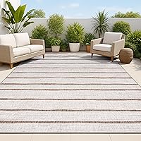 JONATHAN Y Berber Stripe 8x10 Indoor Outdoor Rug Beige/Brown - Patio Porch Pet-Friendly, Easy Clean, Non-Shedding, High Traffic SMB125A-8