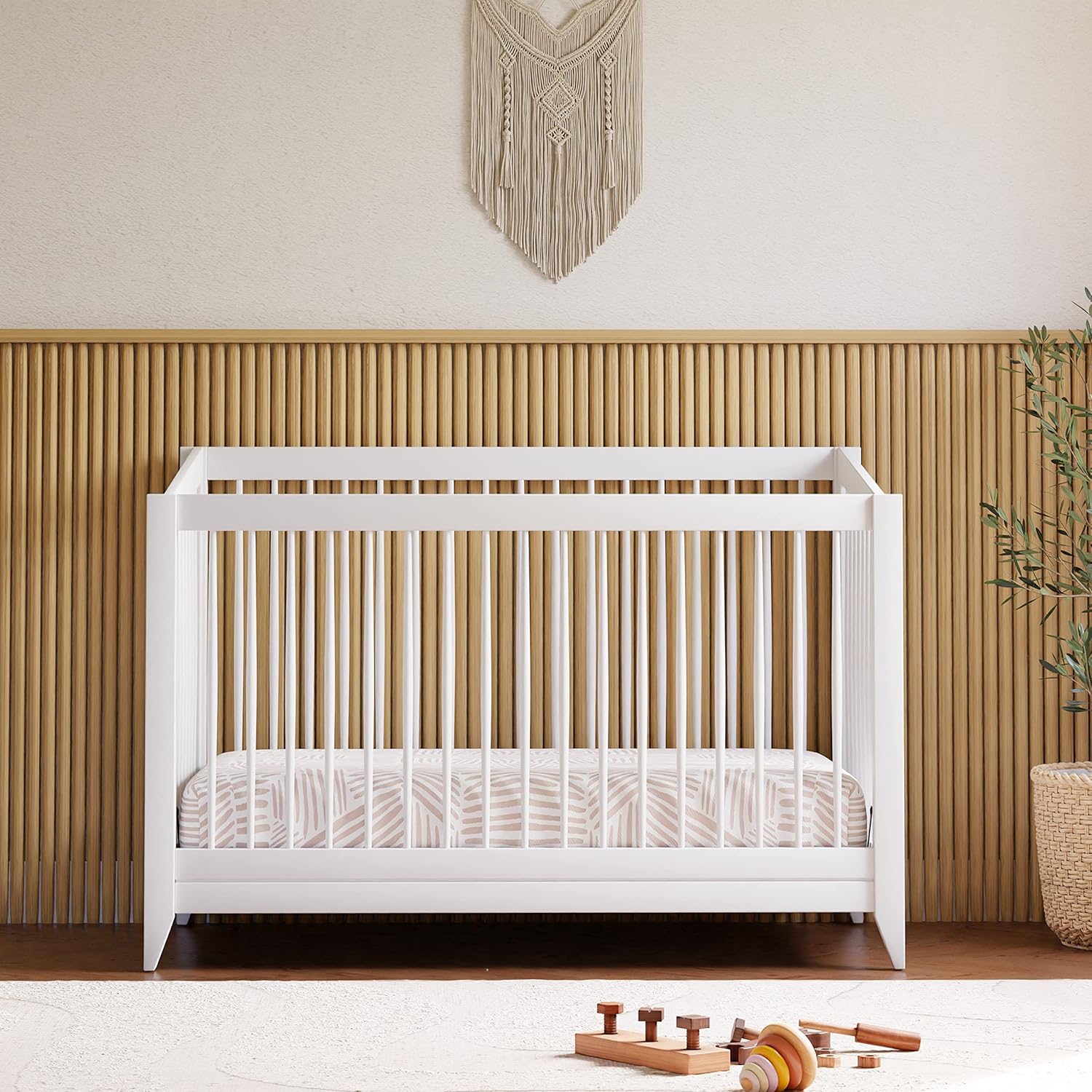 Babyletto Sprout 4-in-1 Wooden Baby Crib Convertible to Toddler Bed, Daybed & Full Size Bed - GREENGUARD Gold Certified - Includes Toddler Conversion Kit - Made of 100% Solid Wood - White