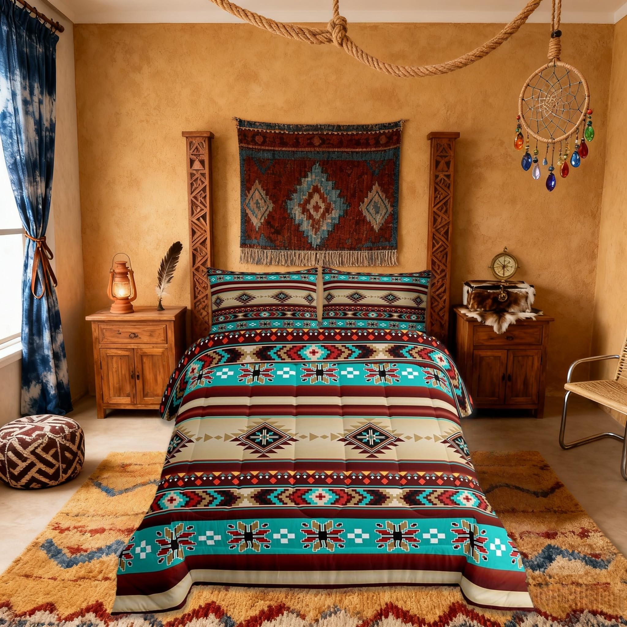 Housse de couette ethnique enfant bleu et rouge pour créer un cocon douillet