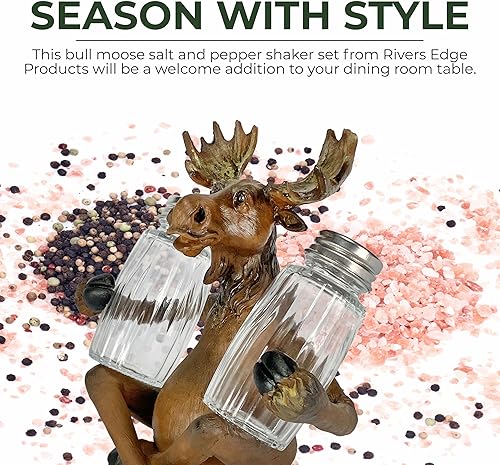 Miniatura 56 de River's Edge Juego de salero y pimentero, de resina de polímero, pintado a mano. Cocodrilo (Alligator),Bass,Oso y abejas,Azul Cangrejo,Bobber,Bull