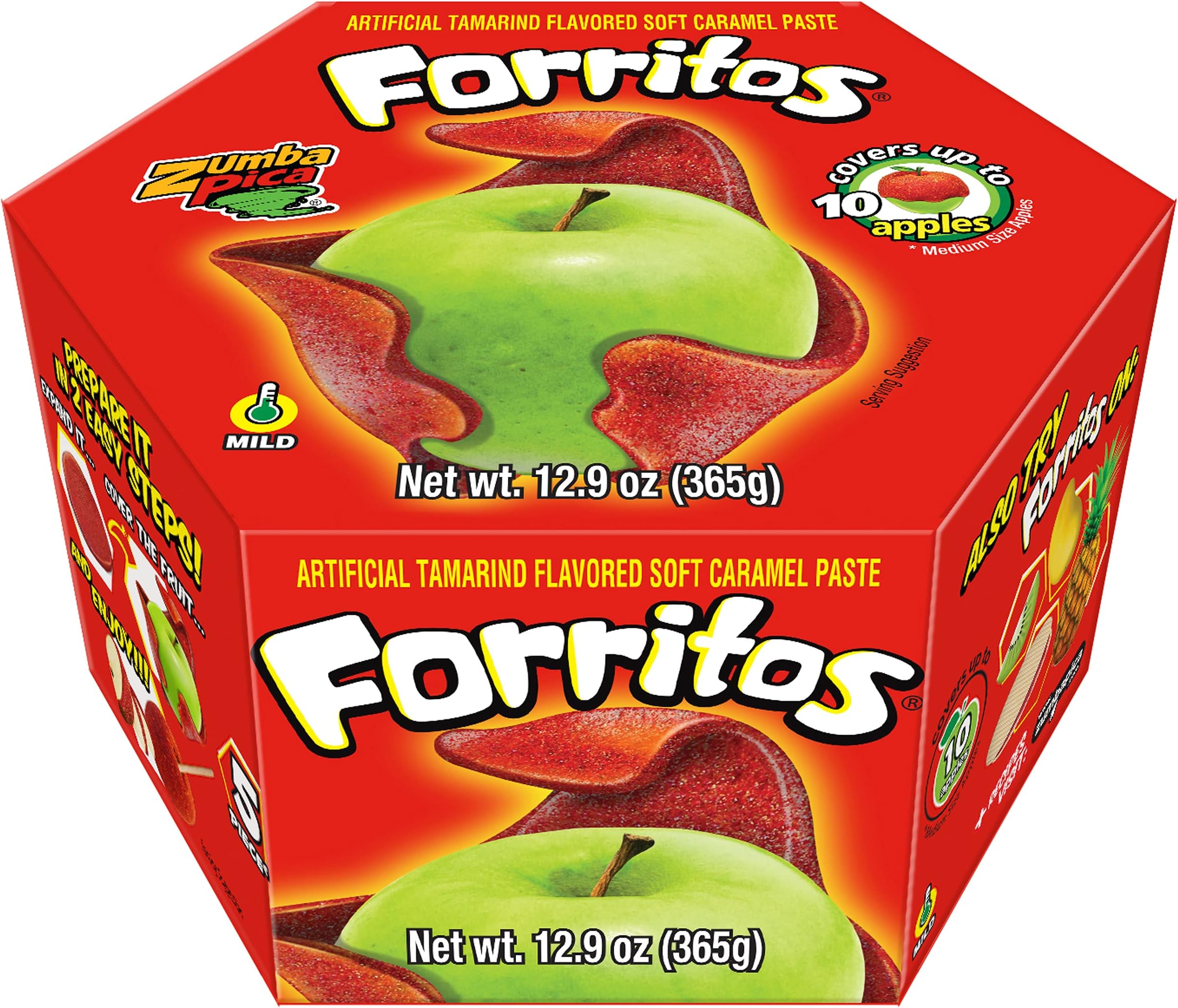 Forritos - Tamarind Flavor Soft Caramel Paste for Apples - Tamarind Paste to Cover Apples - Tamarindo Mexican Candy - Caramel Apple Wraps - Forritos Tamarindo para Manzanas (5 Count)