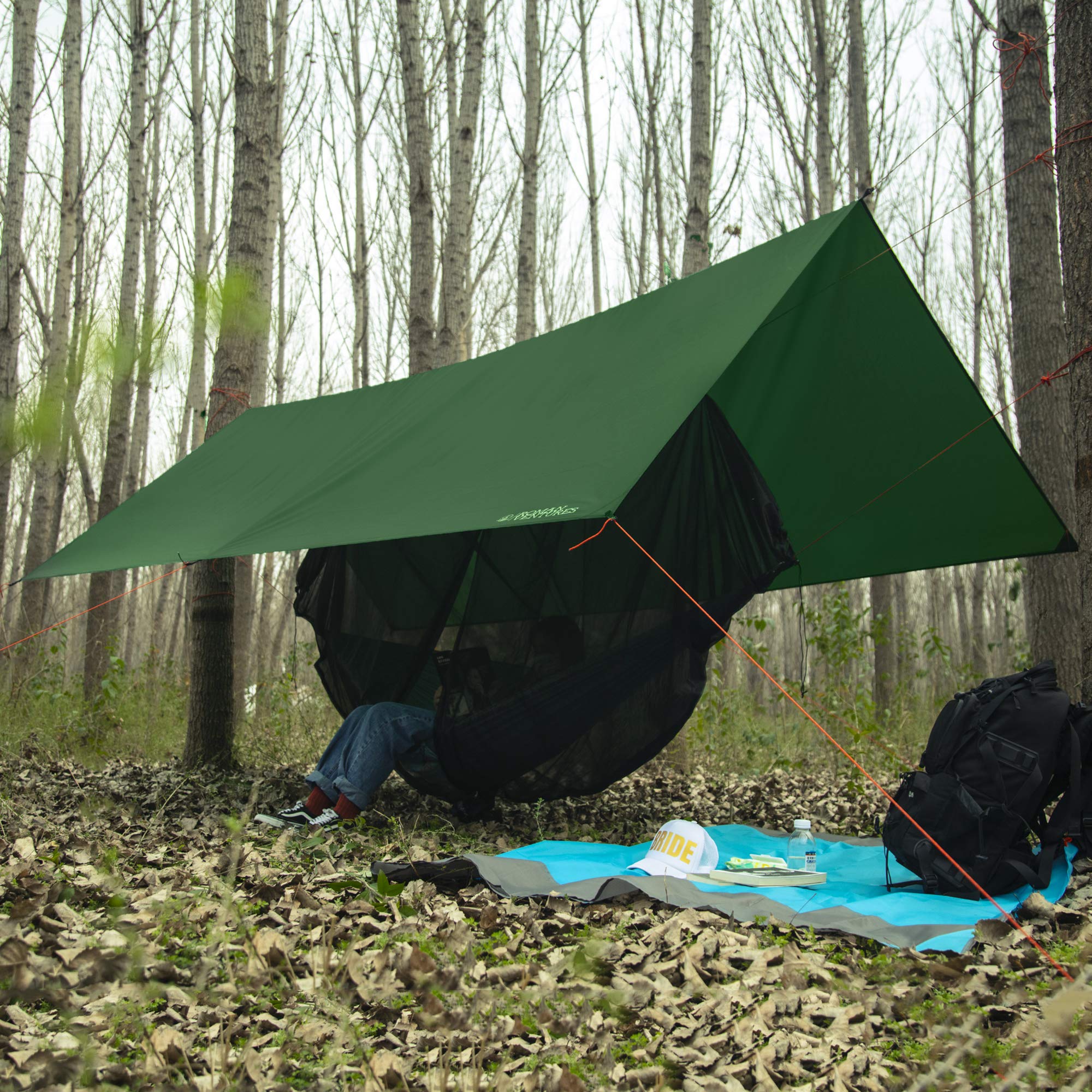 13 Foot Rain Fly for Hammock –Light Weight, Diamond-Ripstop Polyester Hammock Rainfly- 2000 PU Waterproof Eno Rain Cover– Rainfly Backpacking Tarp (13 Foot Rectangle) : Sports & Outdoors