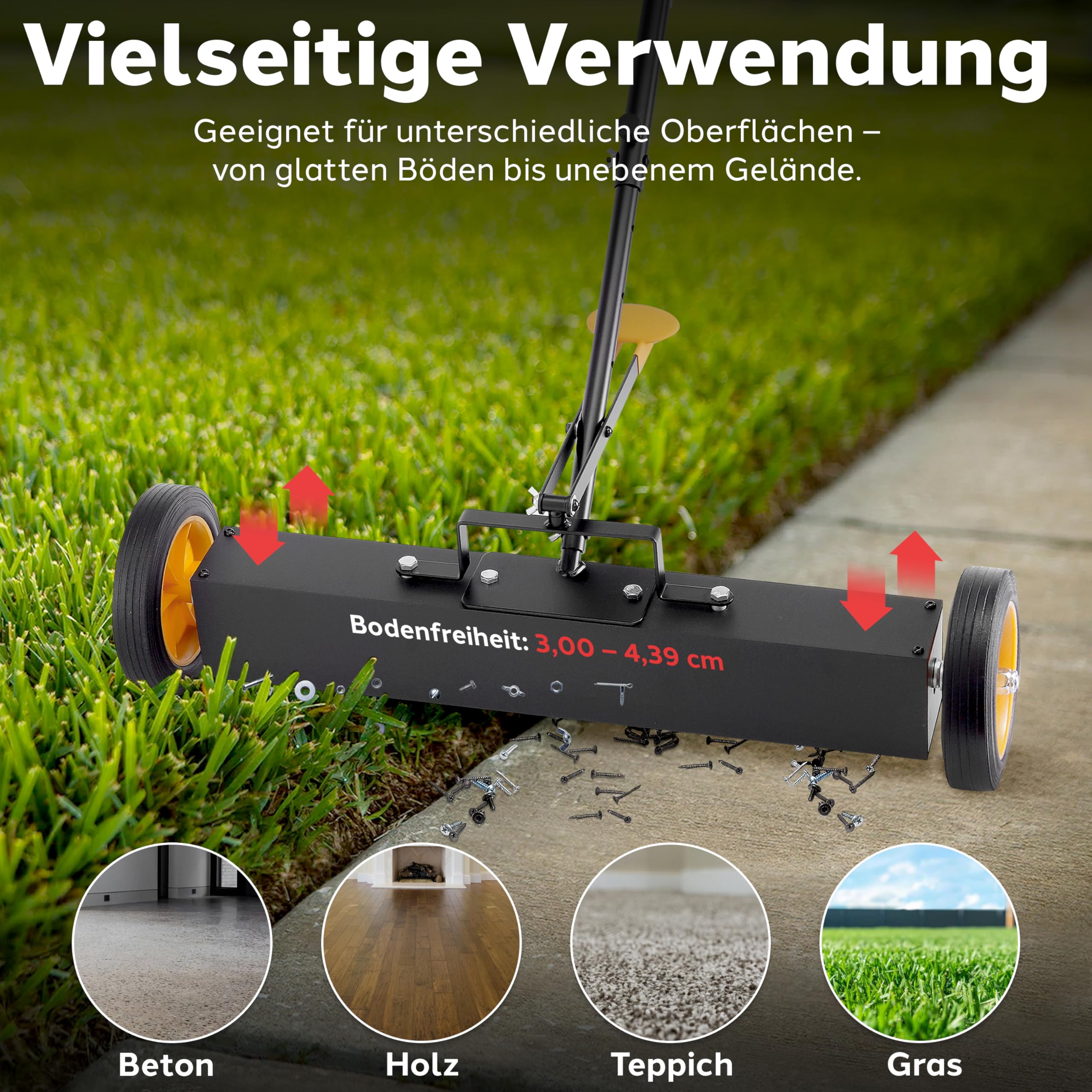 Pyle Magnetbesen, Spänesammler 61cm, Magnetic Sweeper, Magnetische Kehrmaschine mit starke & Langlebige Metallkontsruktion, Robuste Reinigung, für Industrielle & Gewerbliche Nutzung