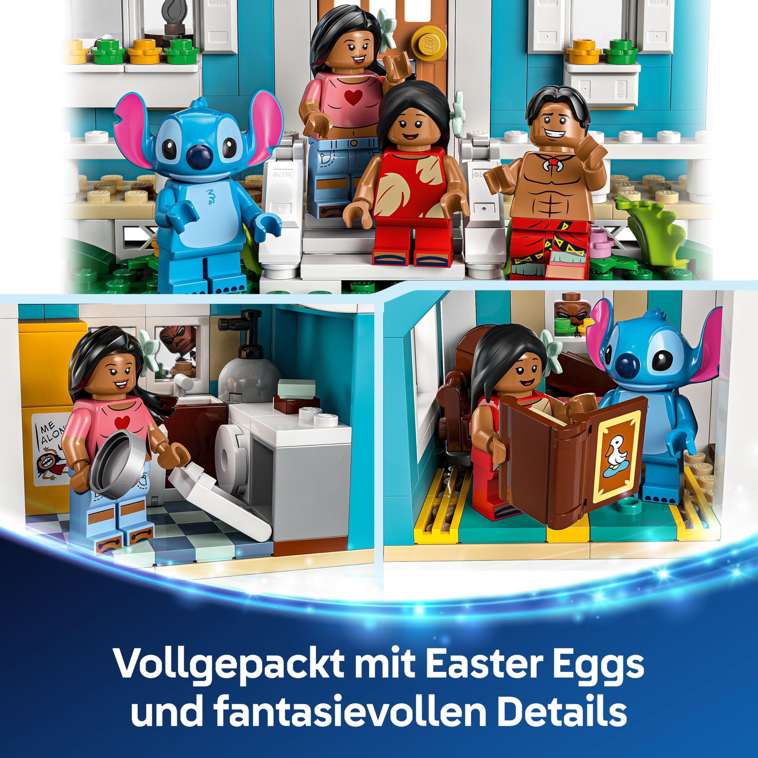 LEGO | Das Strandhaus aus „Lilo und Stitch“ - Spielzeug mit 6 Zimmern, Dachterrasse, Raumschiff und 5 Minifiguren - Geburtstagsgeschenk für Mädchen, Jungen & Fans ab 9 Jahren - 43268