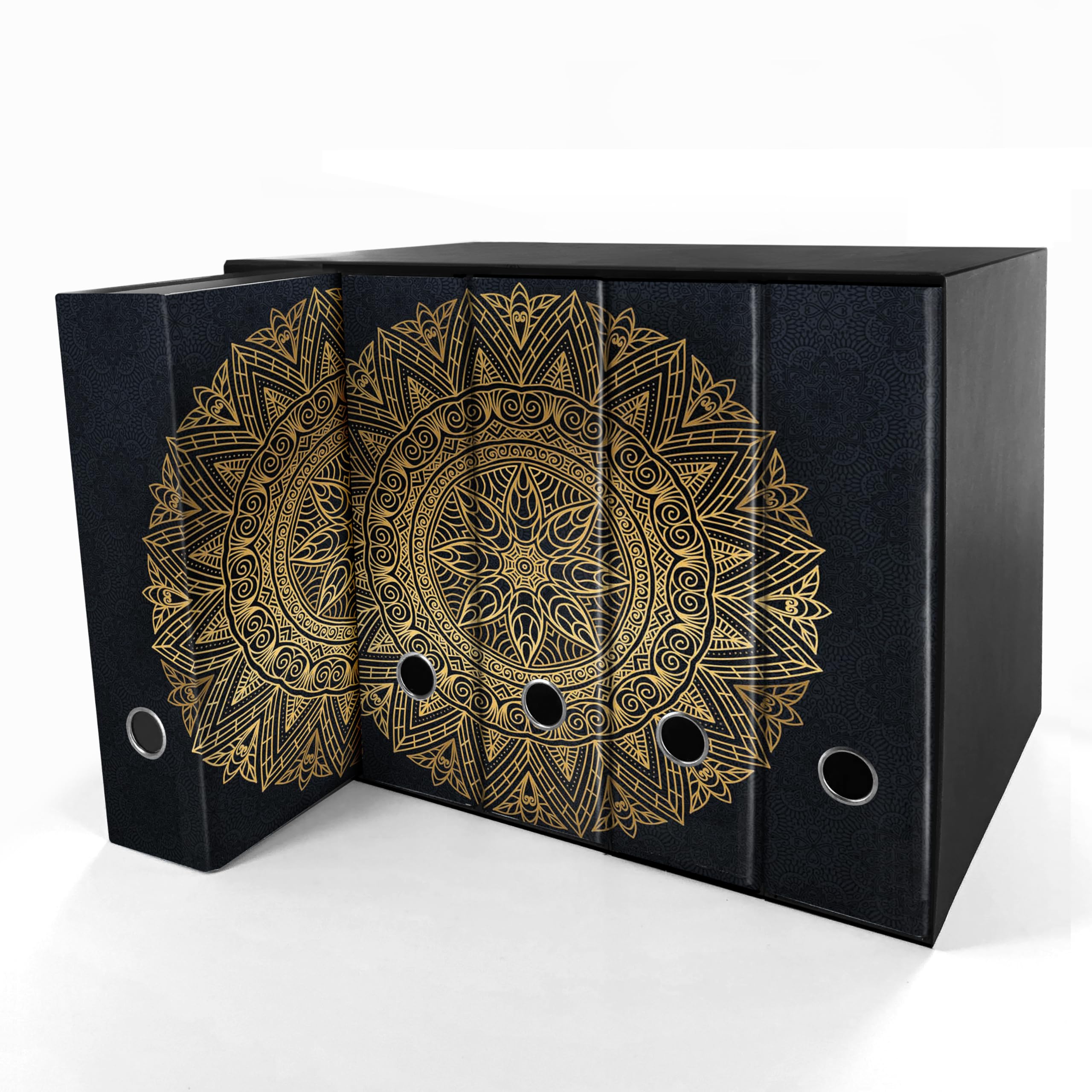 Set da 5 raccoglitori ad anelli MANDALA ORO - Faldoni SHAREPRINTING (H31 con 4 anelli)