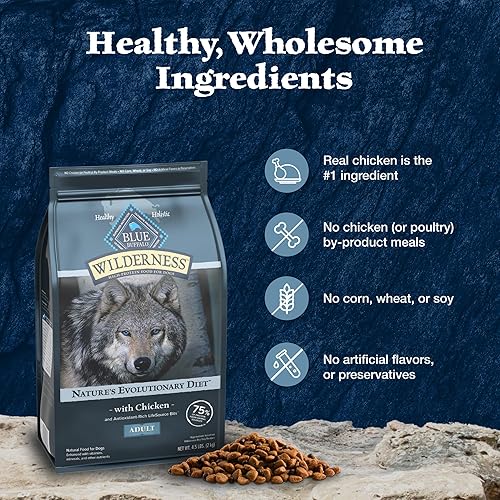 Miniatura 5 de Blue Buffalo Wilderness - Alimento seco natural para perros adultos con alto contenido de proteínas, además de granos saludables, pollo bolsa de 4.5