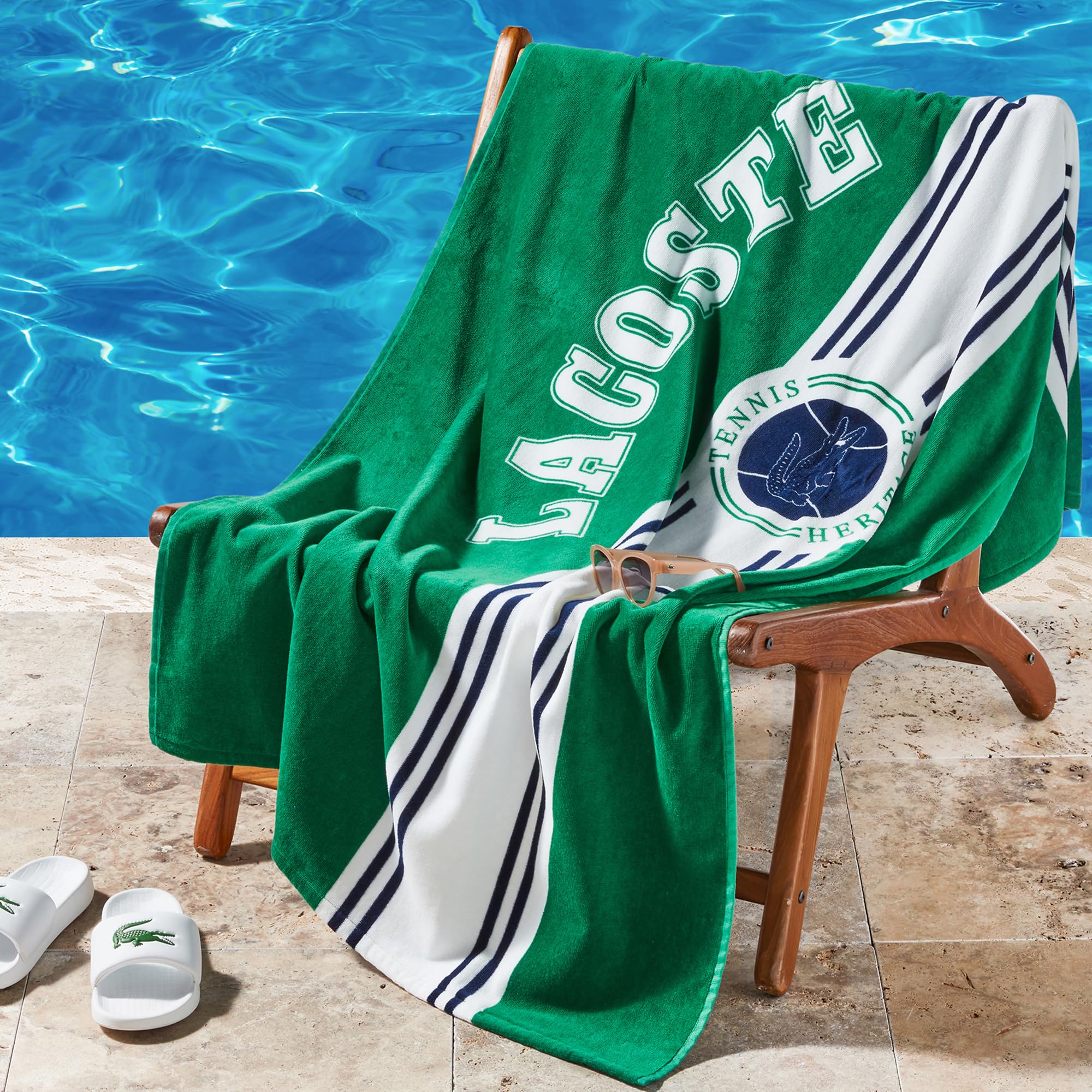 Amazon.co.jp: Lacoste コットン100% ラージビーチタオル、超吸収&速
