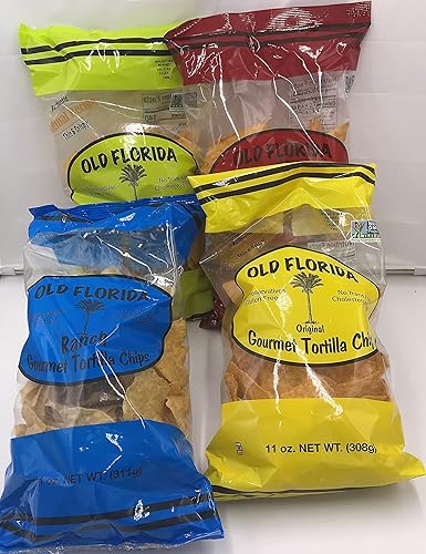 Miniatura 7 de Old Florida Gourmet Chips de tortilla  Paquete variado de cuatro (4)  Incluye tortillas originales, sensación de lima, agradables y picantes y