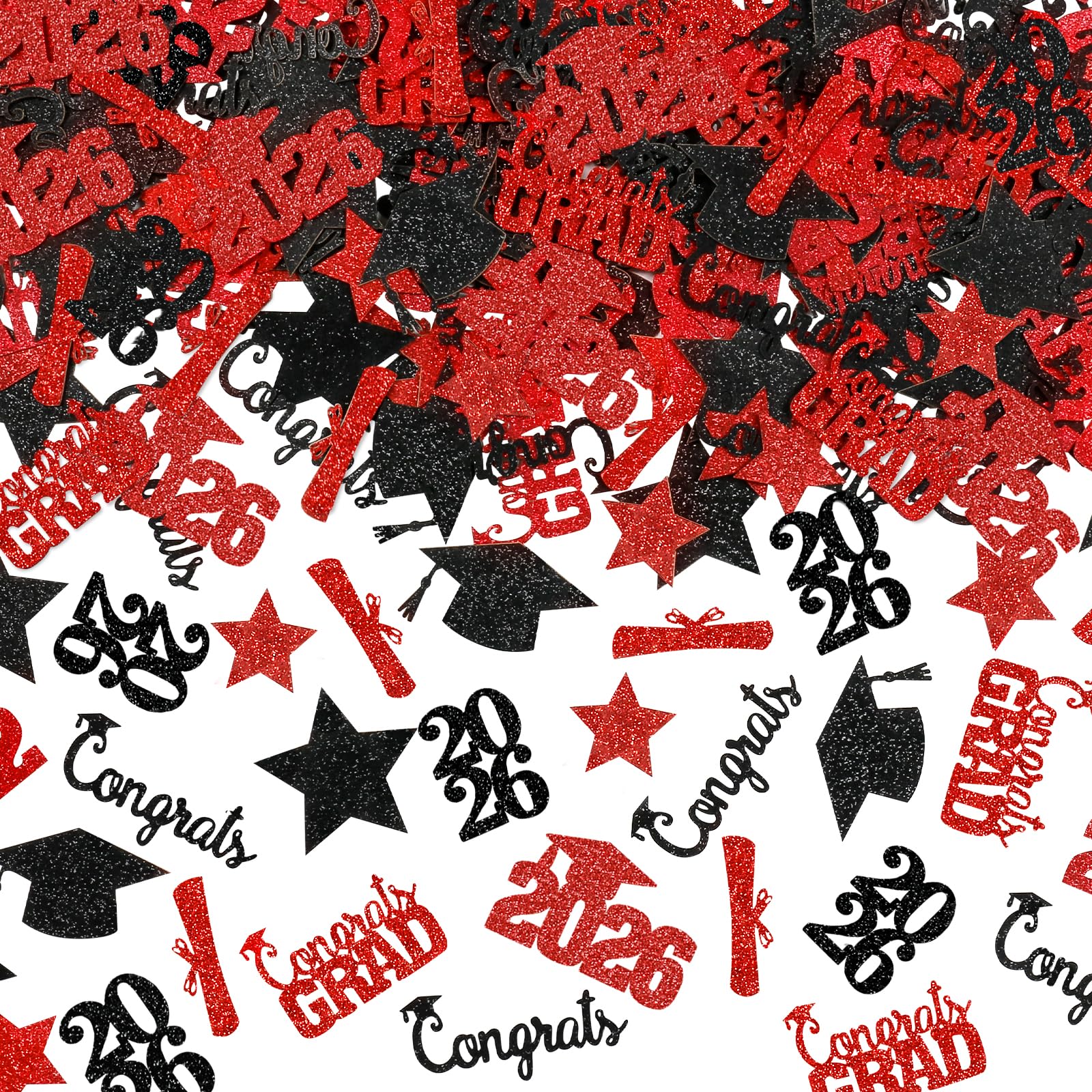 200Pcs 2026 Graduation Table Confetti Red Graduation Confetti 2026 for Tables 2026 Graduation Party Table Decorations Red