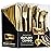 200-Piece Gold Plastic Cutlery Set - Disposable Gold Flatware - 100 Forks, 50 Spoons, 50 Heavy Duty Knives for Party Bulk