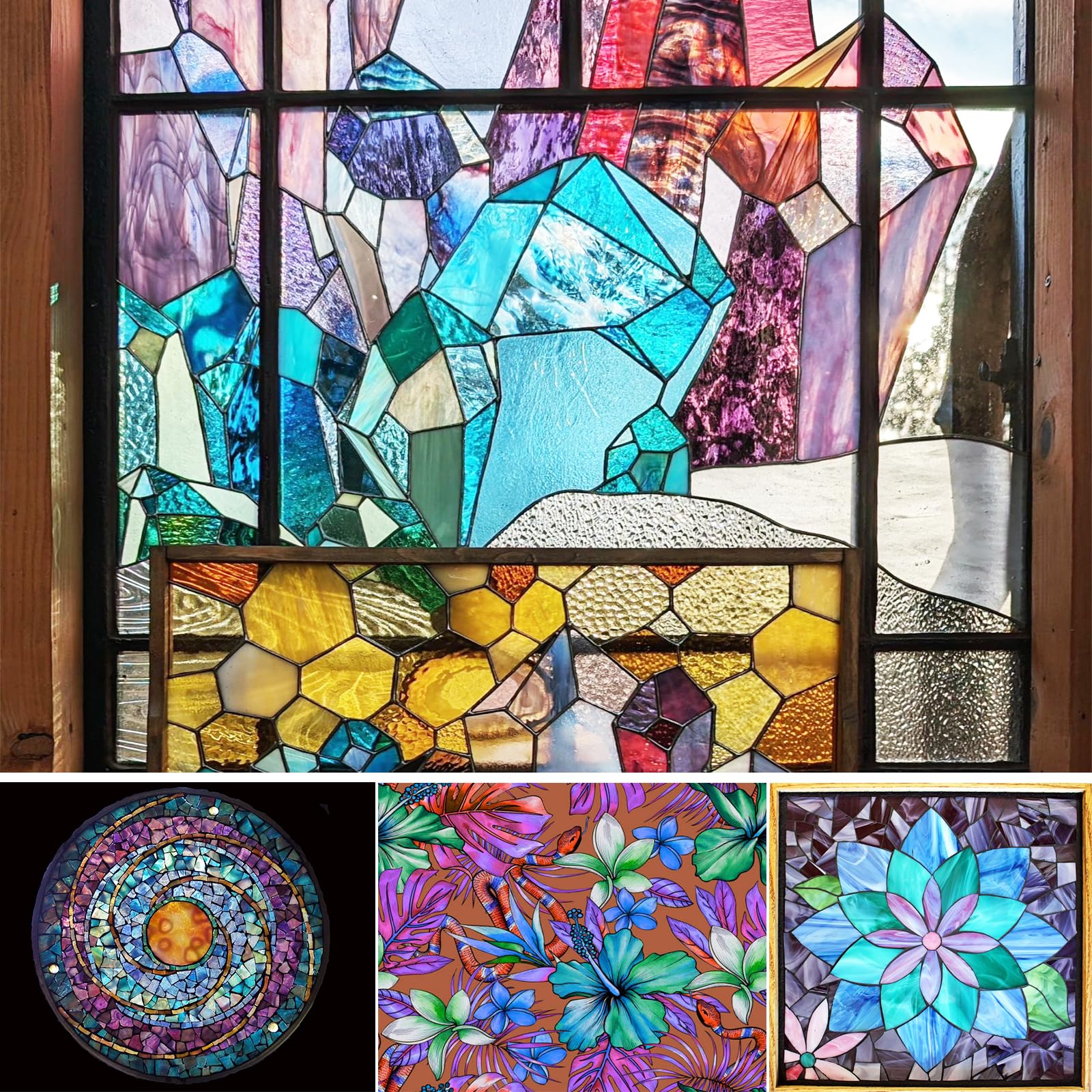 Amazon.com: PALJOLLY 12 Sheets Transparent Stained Glass Sheet for
