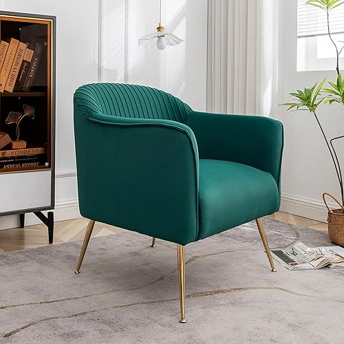 Miniatura 4 de Sillas decorativas de terciopelo contemporáneas para sala de estar, dormitorio y entrada, sillón moderno con elegantes patas de metal, elegante