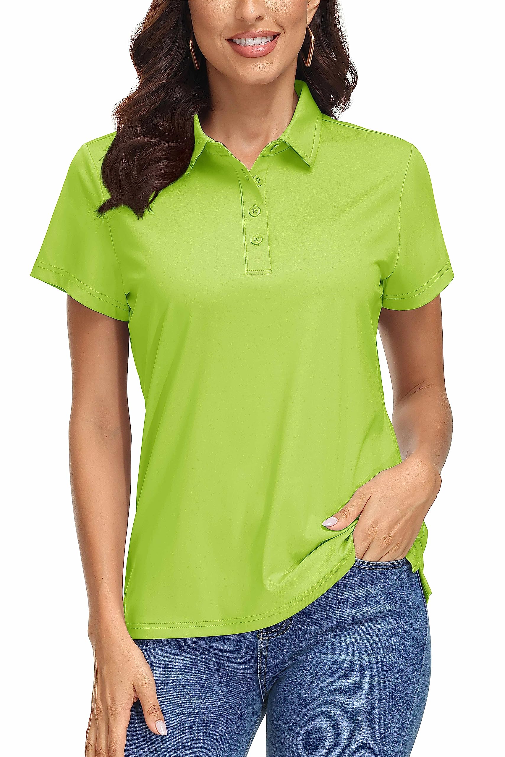MAGCOMSEN Womens Golf Polo Shirts Sun Protection UPF 50+ Collared Shirt Short Sleeve Quick Dry 4-Button for Workout Tops