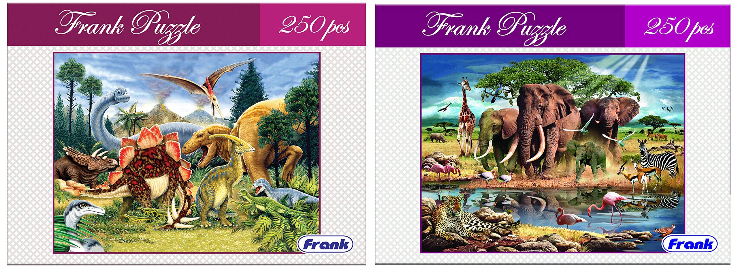 Frank Dinosaur Country Puzzle, Multicolor (250 Pieces) & Frank in Africa Puzzle for 8 Year Old Kids and Above
