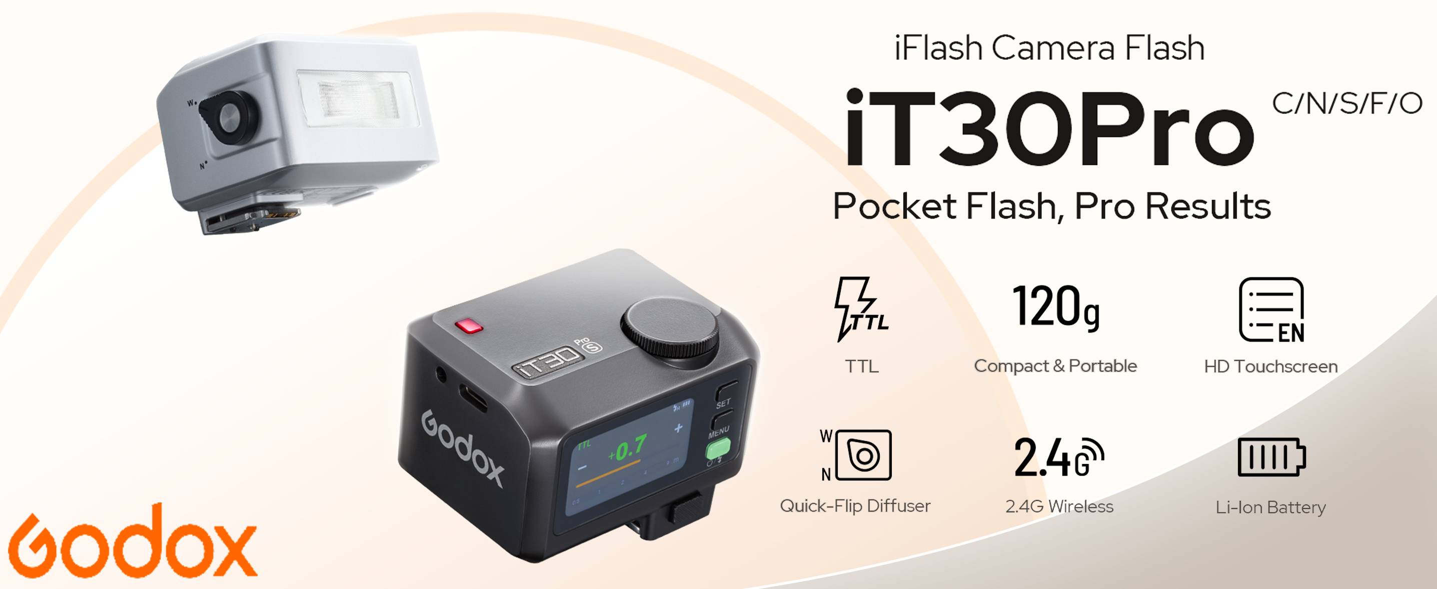 Godox iT30Pro-C Flash für Canon, 2,8 Vollfarb-Touchscreen