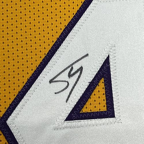 Miniatura 2 de Camiseta de baloncesto amarilla enmarcada y autografiadafirmada de Shaquille Shaq O'Neal 33x42 Los Ángeles LA Beckett BAS COA