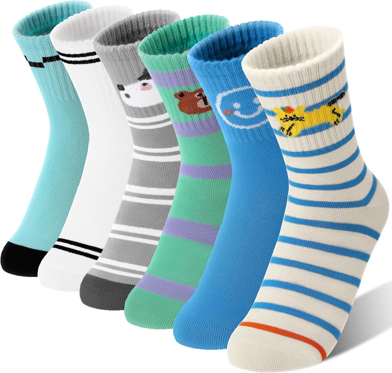 Kids Boys Girls Athletic Sport Socks Basketball Outdoor Cotton Crew Breathable Stri...
