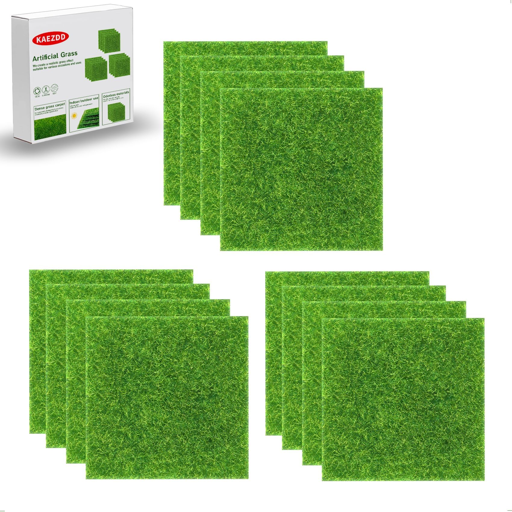 12 Packs 6 X 6 Inch Fake Grass Decor for Crafts, Artificial Grass for Miniature Ornament Projects, Model Turf Grass for DIY Fairy Garden Accessories and Decor Kit