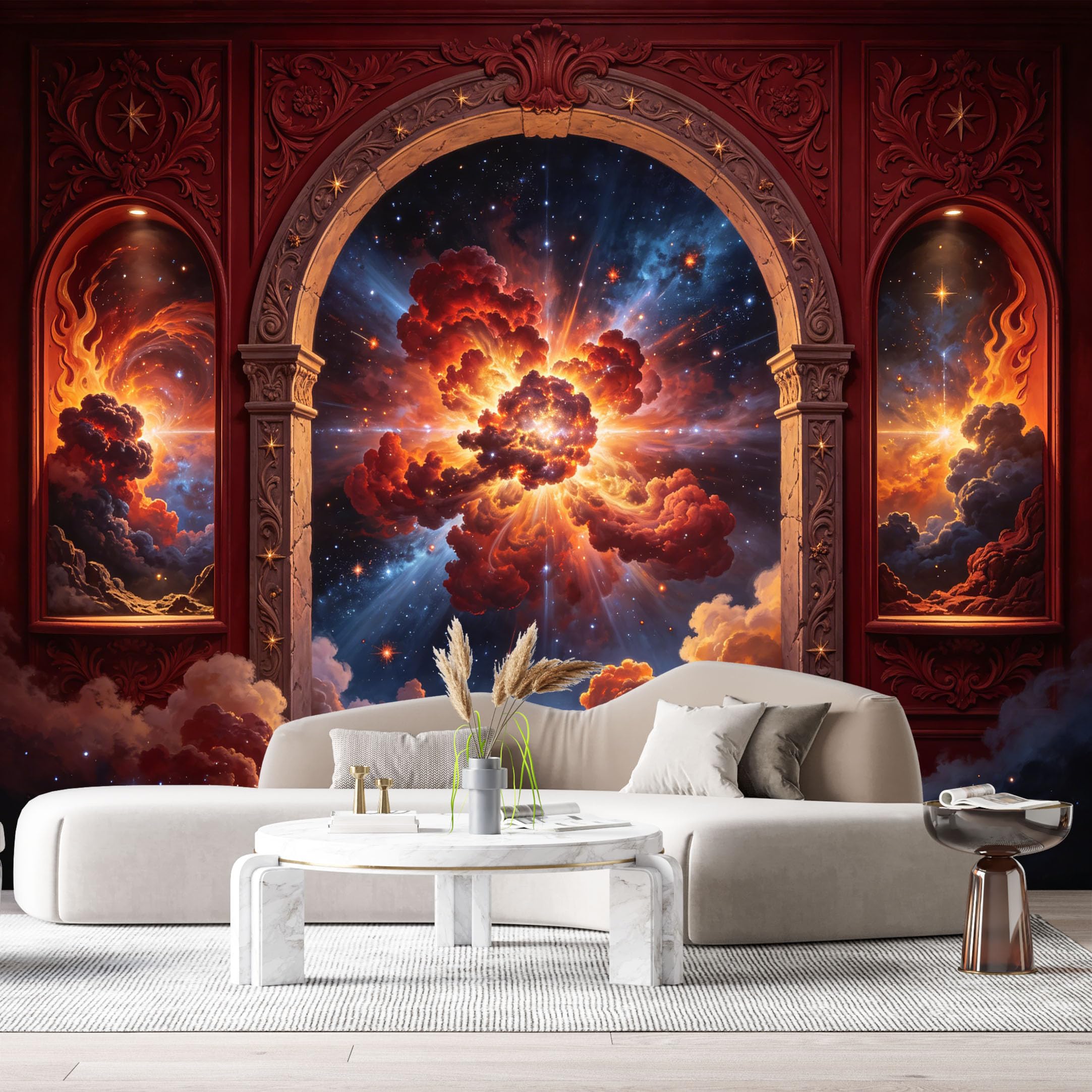 Custom Size Wall Murals Cosmic Nebula Galaxy Starry Sky 3D Trompe L'Oeil SelfAdhesiveWall Fabric Removable Wallpaper Wall Decor for Living Room Bedroom Bathroom