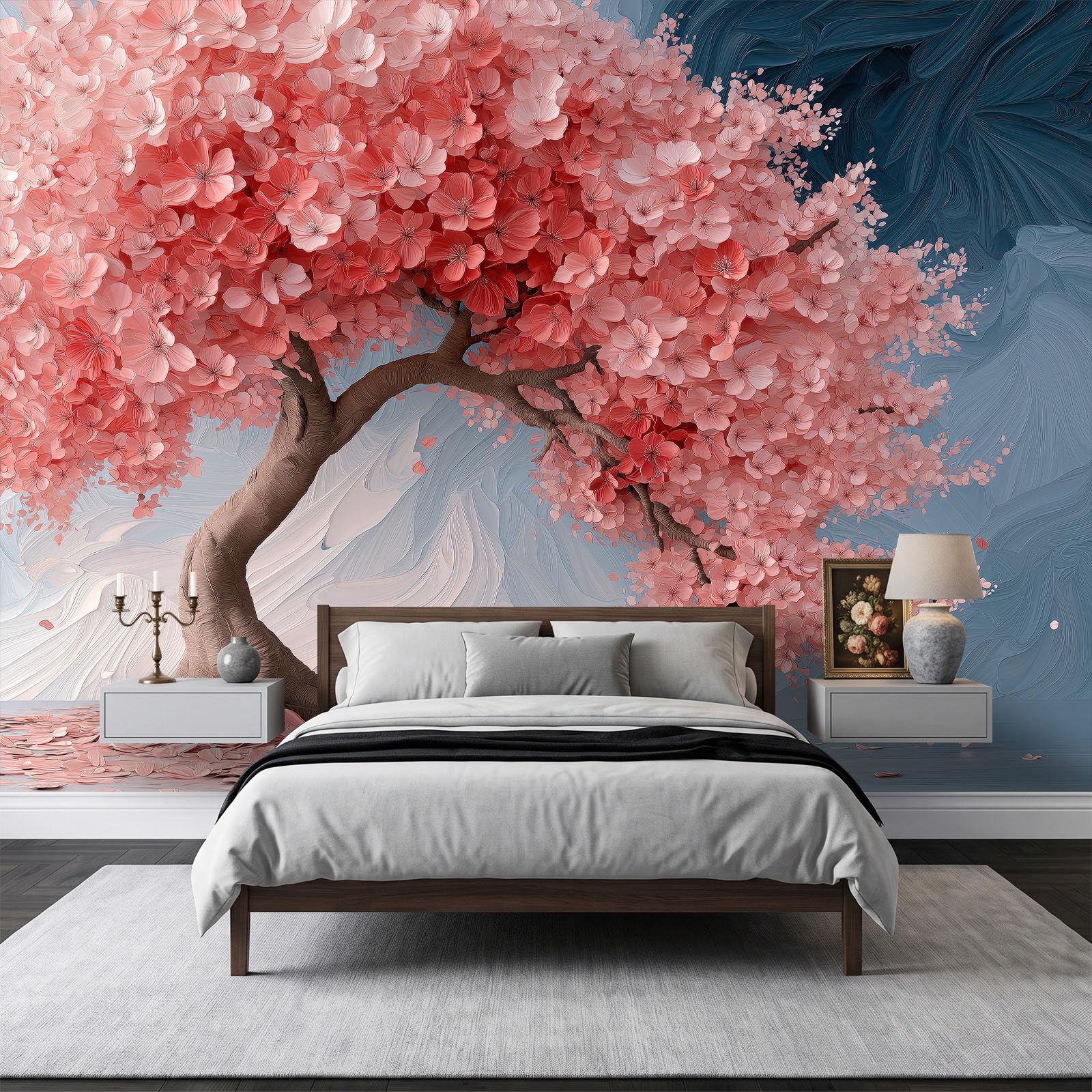 Fototapeta 3D w niestandardowym rozmiarze dla dzieci, 400 x 280 cm, obraz olejny, sztuka, rośliny, kwiat wiśni, drzewo, zdjęcie, plakat, fototapeta, DIY, sztuka ścienna, wodoodporne, do pokoju